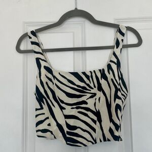 Stradivarius Zebra Print Linen Cotton Corset Top Size Small (S)